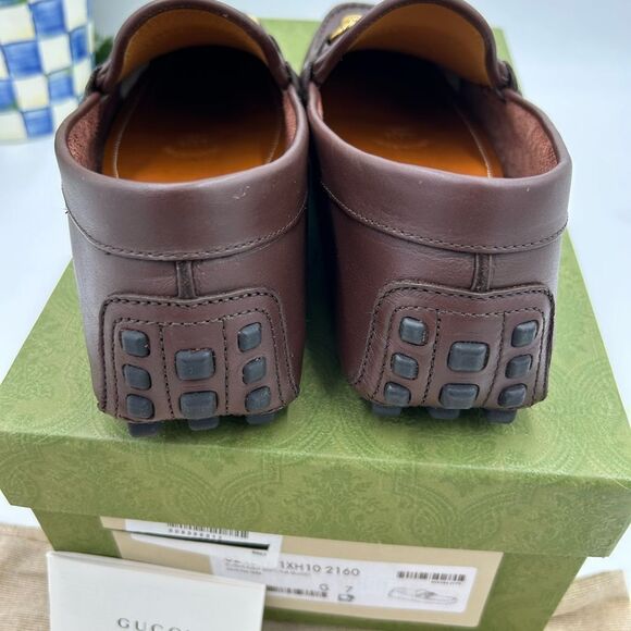 Men’s Gucci ayrton Web striped driver loafers size 7 fits eight US made in Italy - Picture 8 of 10